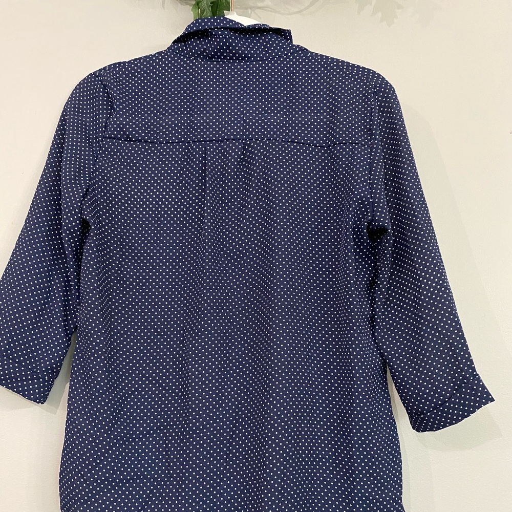 Casual polka dot blue button shirt size M - Picture 4 of 8
